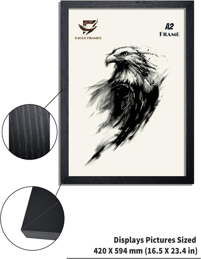 EAGLE FRAMES-A2 Photo Frame: Black Wooden Effect. - EAGLE FRAMES