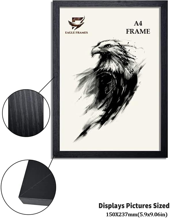 A4 Photo Frame Black Wooden - EAGLE FRAMES